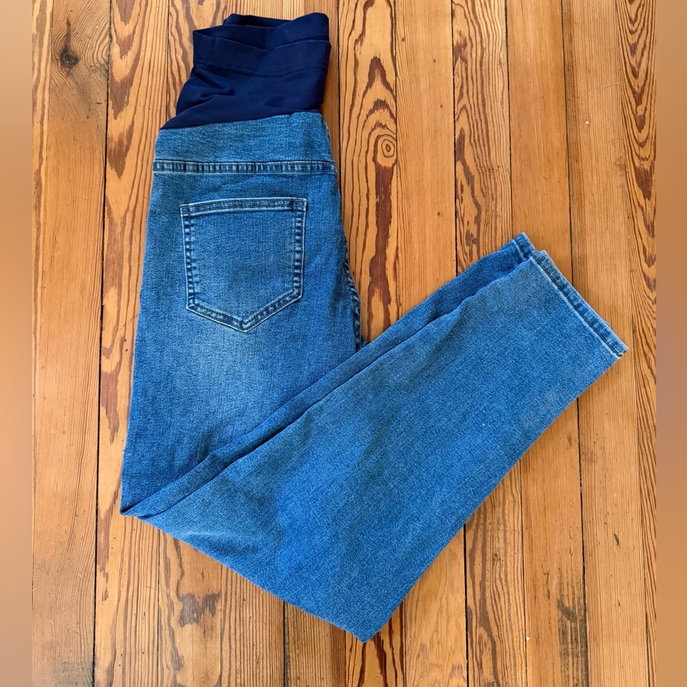Poshglam Maternity Jeans Small Boyfriend Fit Over Belly Stretch Denim - Picture 3 of 3